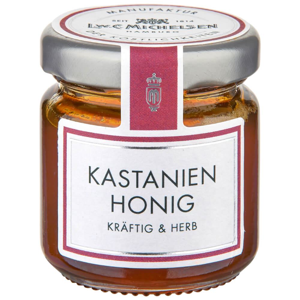 Kastanien-Honig -Mini-: Tauchen Sie ein in die Welt des Kastanienhonigs von L.W.C. Michelsen, einer wahren Delikatesse, die...
