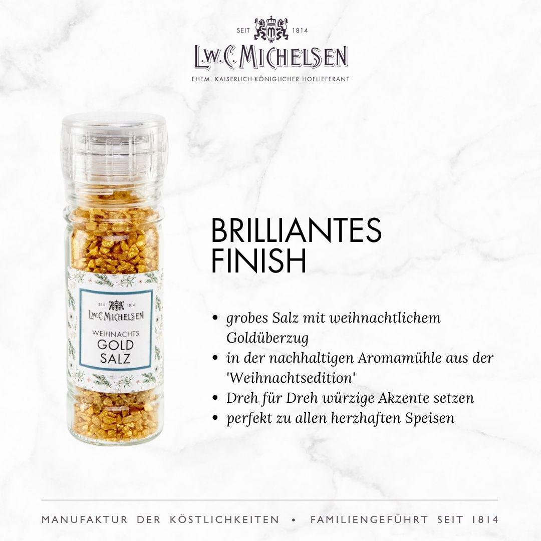 3er Set DREHMAHL-Set GOLD - Geschenk-Schachtel: Glanzvolle Zuckermühlen für stilvolle Süße