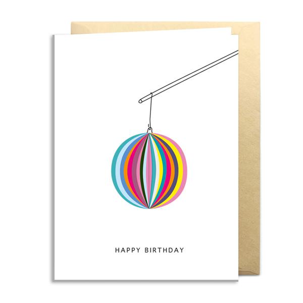 3D Geburtstagskarte mit Lampion – Klappkarte 'Happy Birthday' in buntem Design