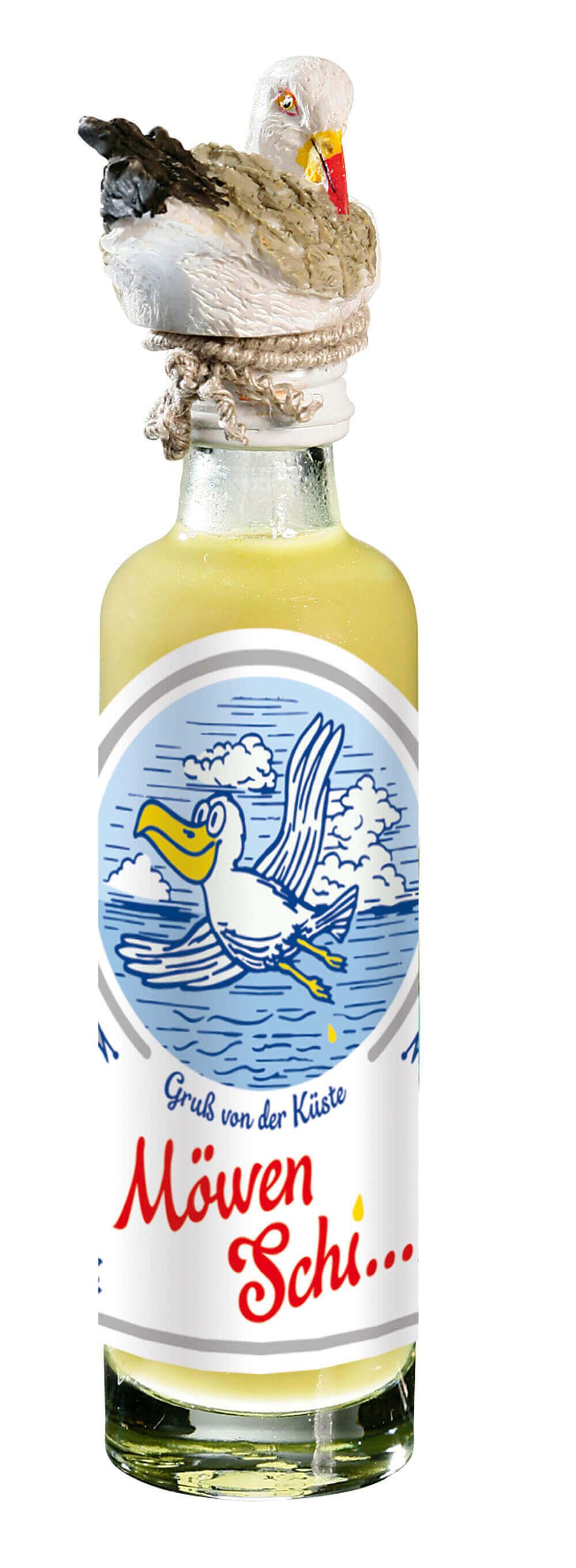 Möwen-Sch... mit Möwe -mini-: Entdecken Sie Möwen-Schiss, einen einzigartigen Eierlikör mit Absinth, der durch seine...