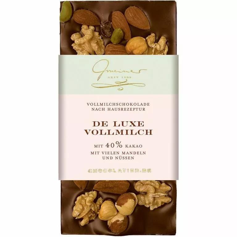 Gmeiner De Luxe Vollmilchschokolade– Schokolade mit edlen Nüssen