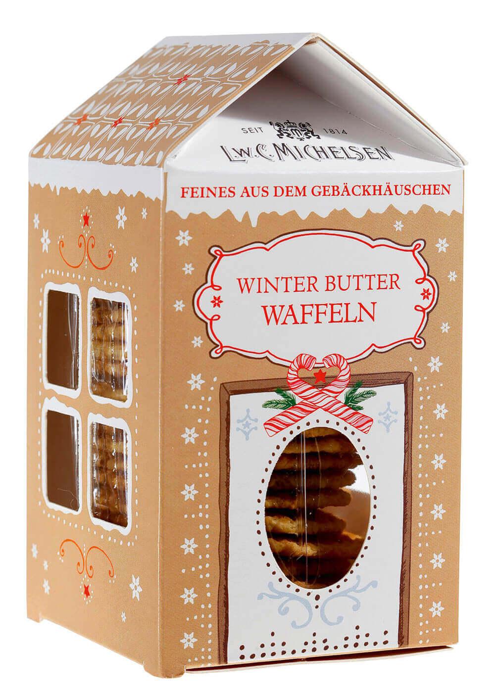Gebäckhäuschen Winter-Butter-Waffeln: Tauchen Sie ein in die Welt des feinen Butter-Waffelgebäcks von L.W.C. Michelsen,...