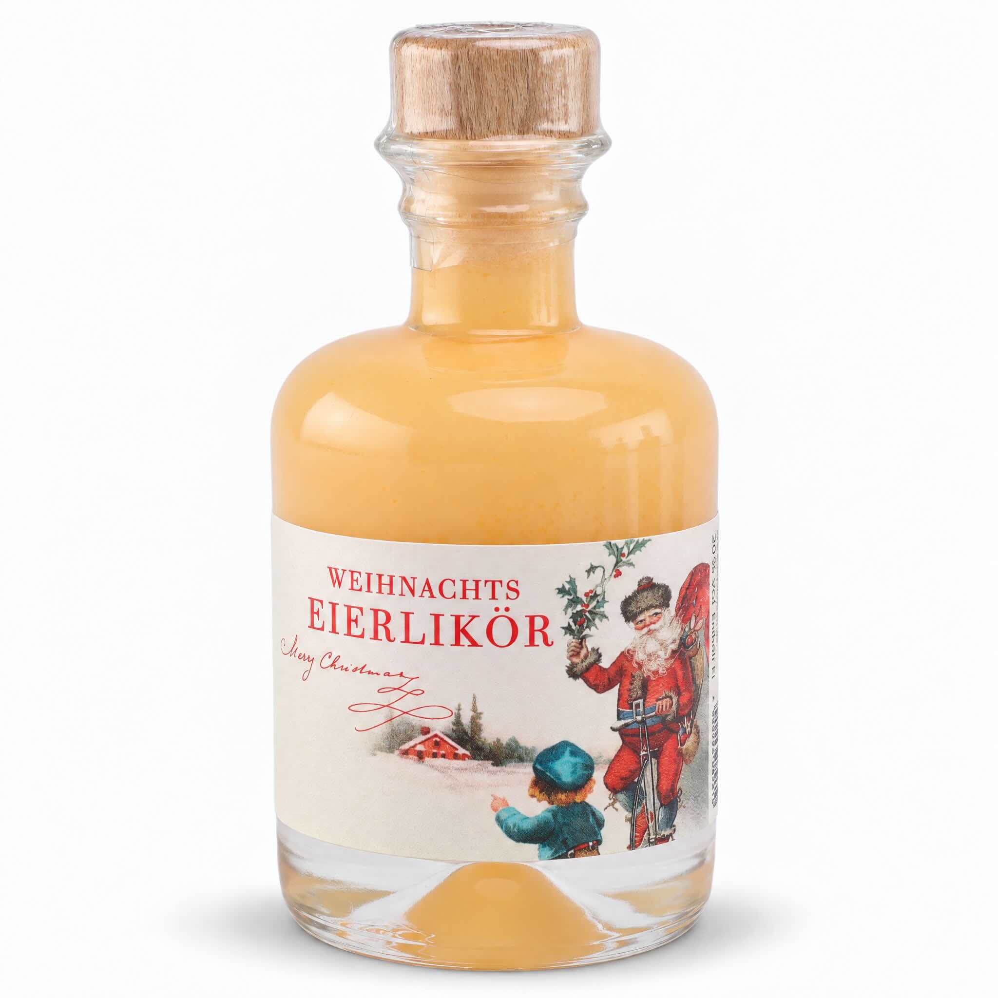 Weihnachts-Eierlikör Miniflasche mit Weihnachtsmann auf dem Fahrrad