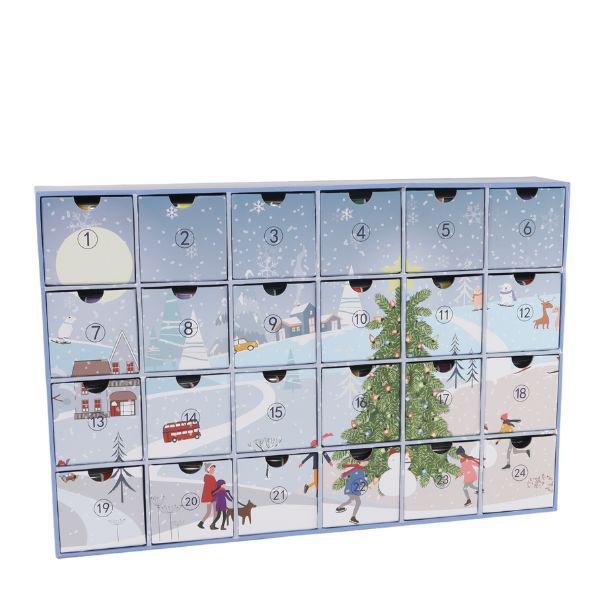 Papier-Adventskalender Winterlandschaft – Weihnachtliche Deko mit 24 Schubladen