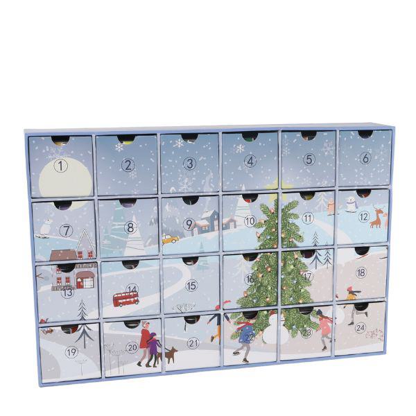 Papier-Adventskalender Winterlandschaft – Weihnachtliche Deko mit 24 Schubladen