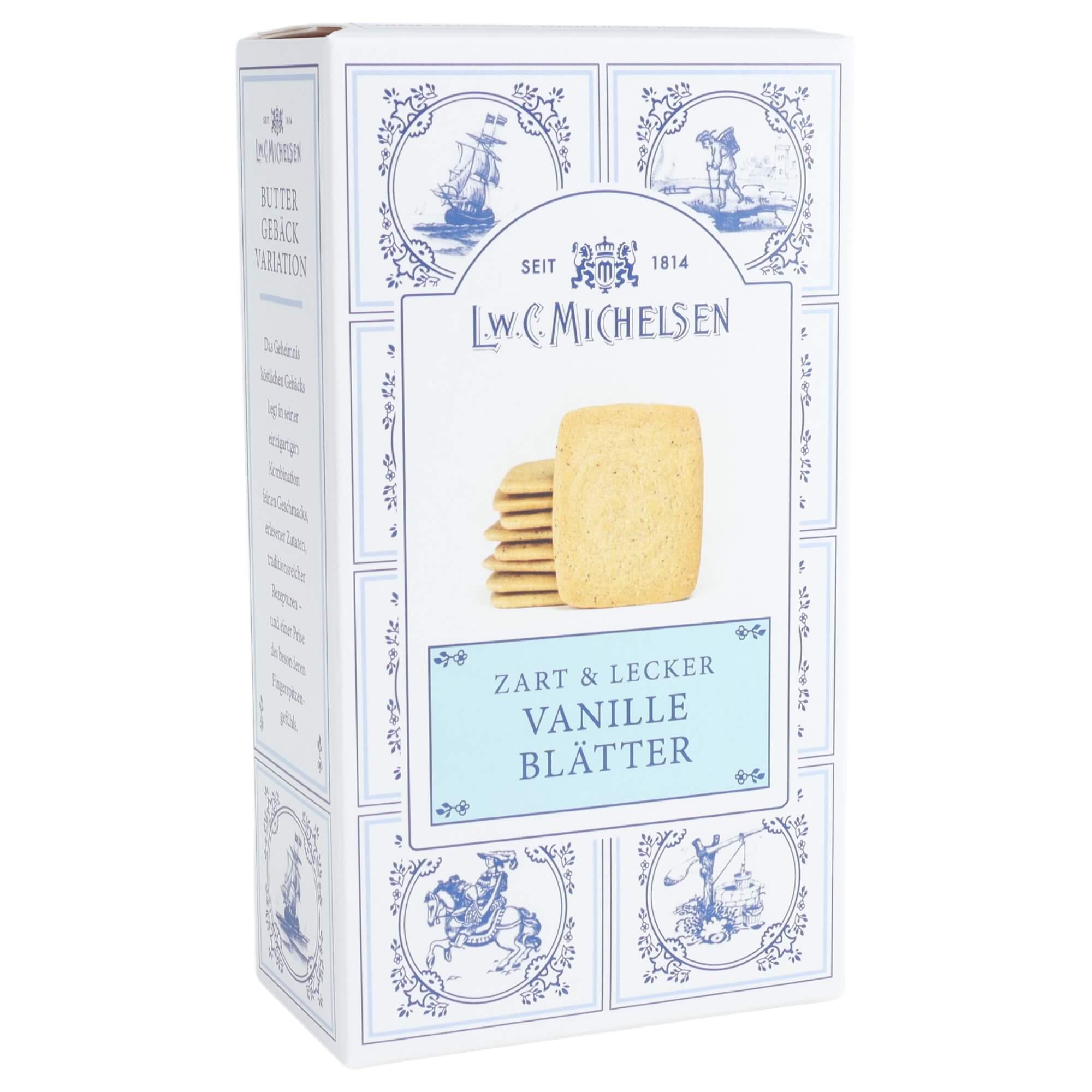 Vanille-Butter-Blätter: Unsere Vanille-Butter-Blätter sind ein wahres Meisterwerk der Feinkostkunst. Seit 1814 stellen wir...