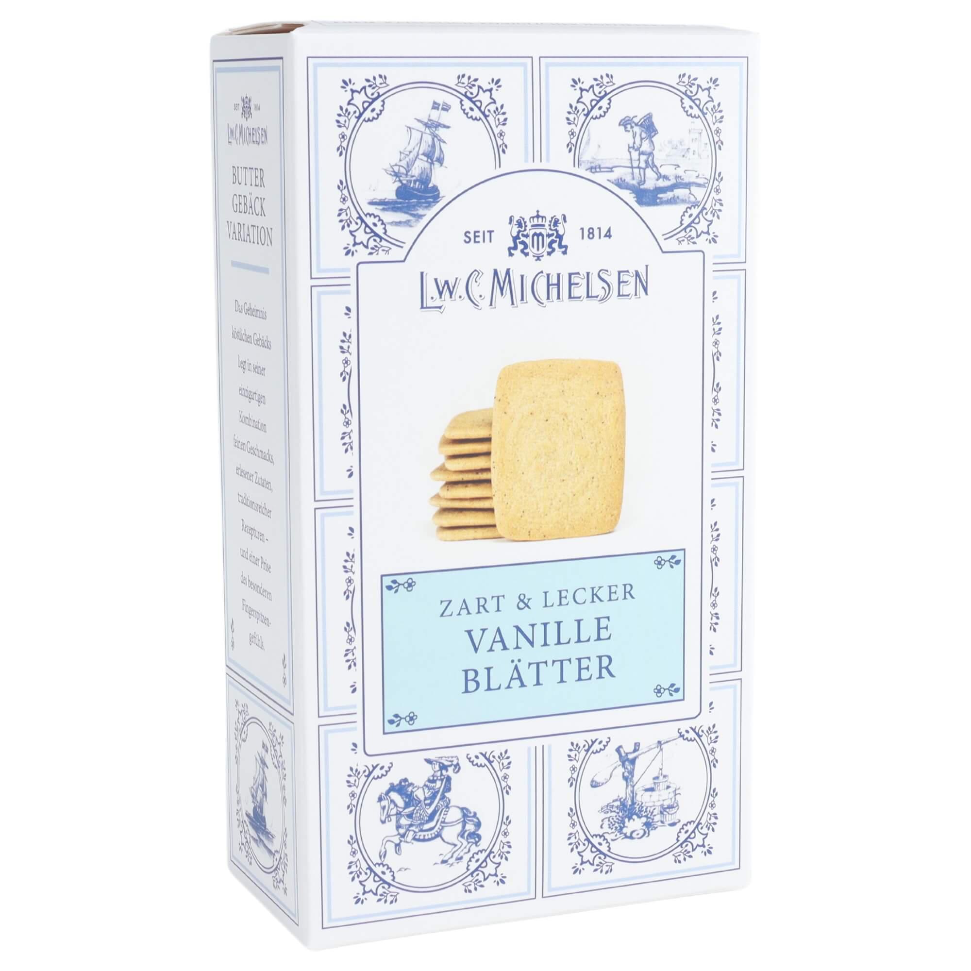 Vanille-Butter-Blätter: Unsere Vanille-Butter-Blätter sind ein wahres Meisterwerk der Feinkostkunst. Seit 1814 stellen wir...