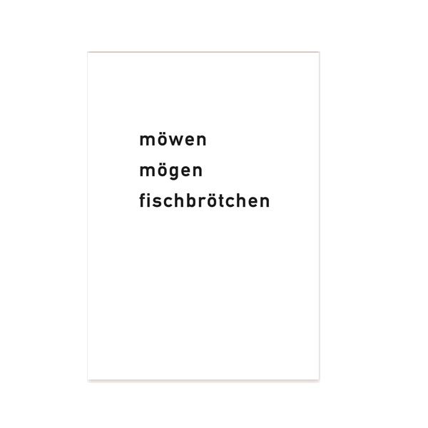 Postkarte 'Möwen mögen Fischbrötchen' – Humorvolle maritime Grüße