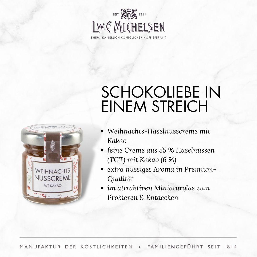 6er Weihnachtsset - Geschenk-Schachtel: Festliche Honig- und Nuss-Cremes für süße Genussmomente
