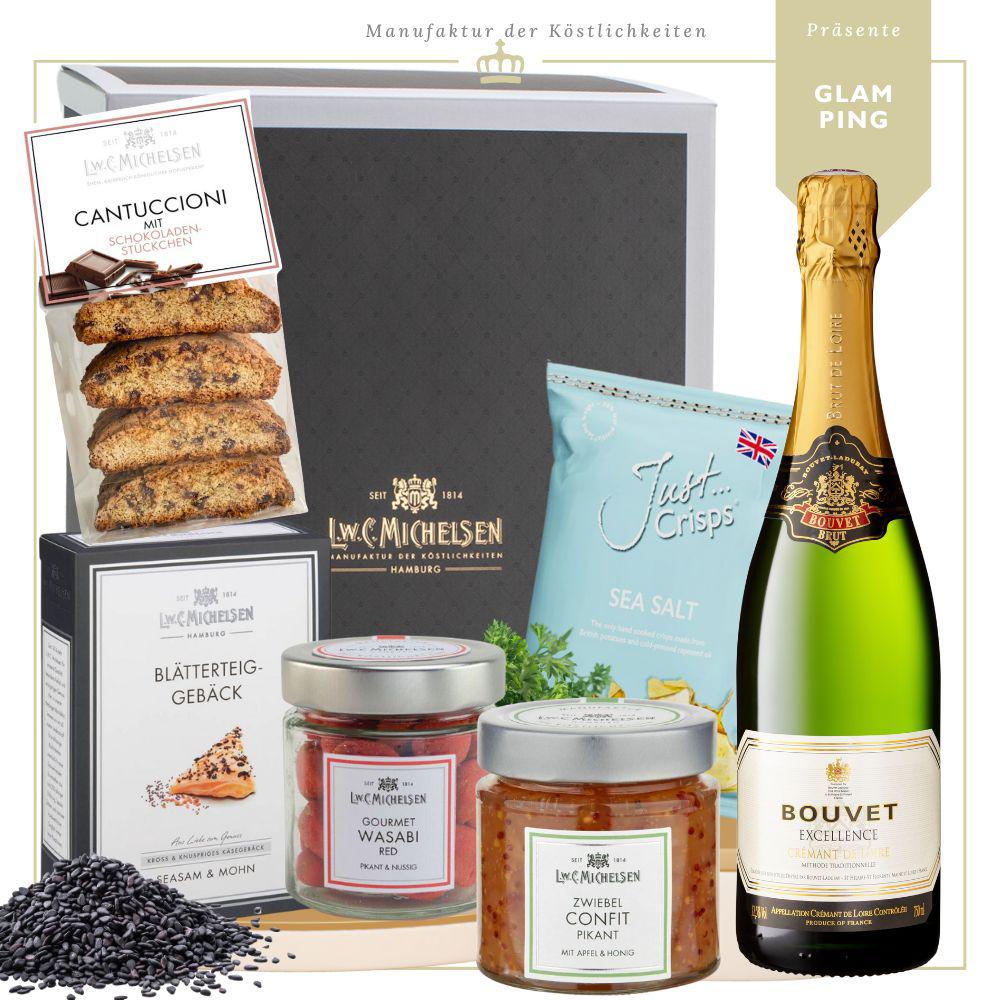 Glamping - Geschenkbox: Exquisite Feinkost für luxuriöse Genussmomente