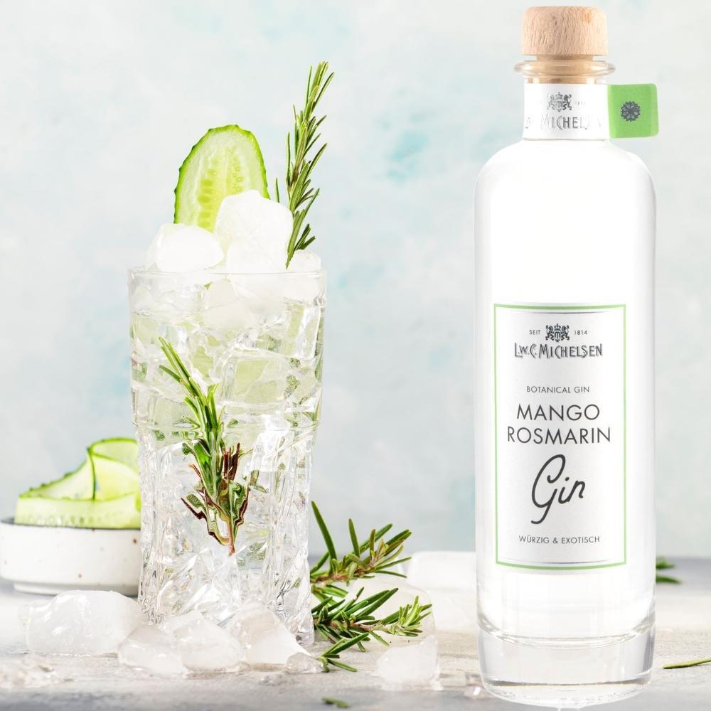 Gin Mango & Rosemary - Exquisiter Gin mit Wacholder, fruchtiger Mango und würzigem Rosmarin – perfekt für Cocktails oder pur.