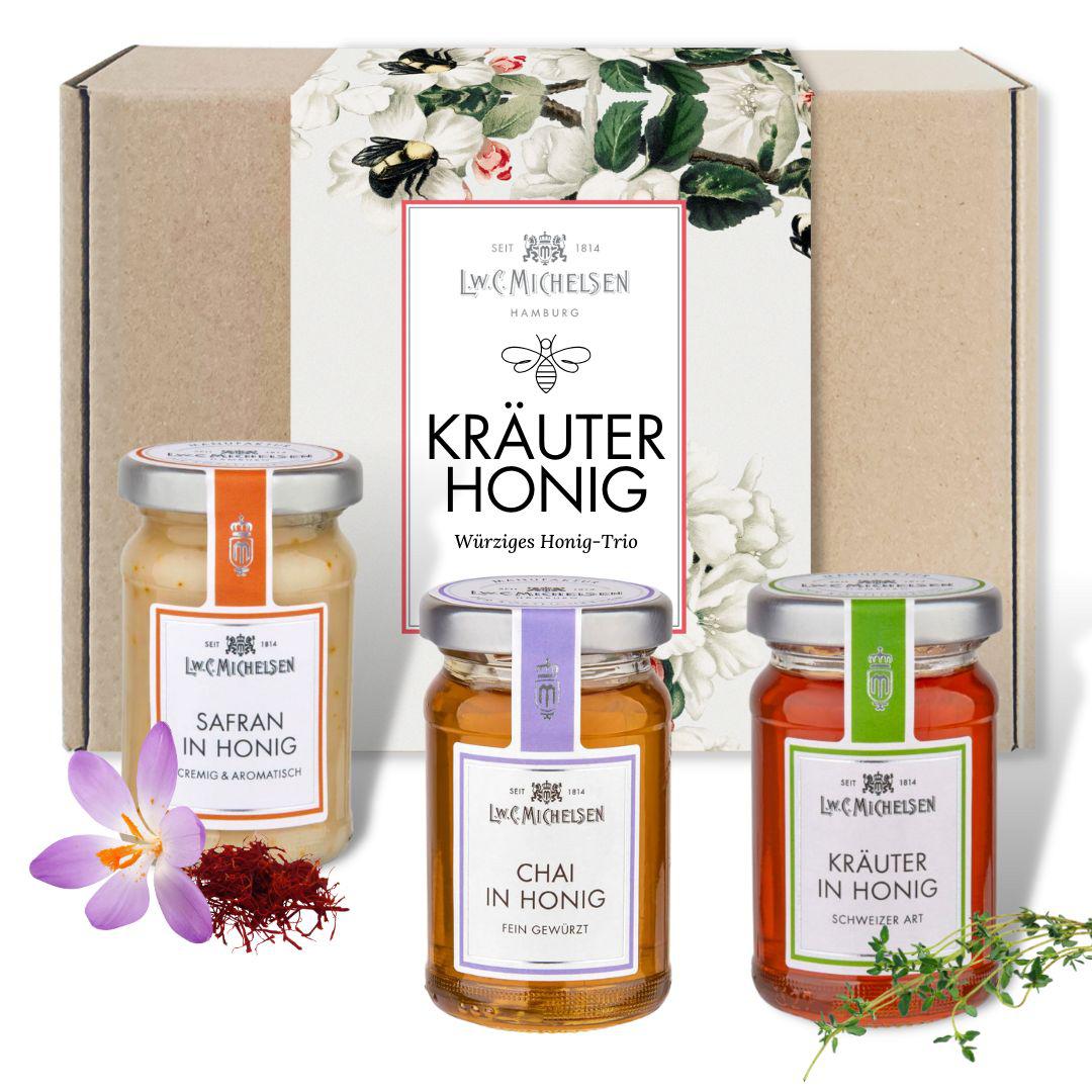 3er Set Honig KRÄUTERHONIG - Geschenk-Schachtel: Kräuterhonig-Kompositionen für feinen Genuss