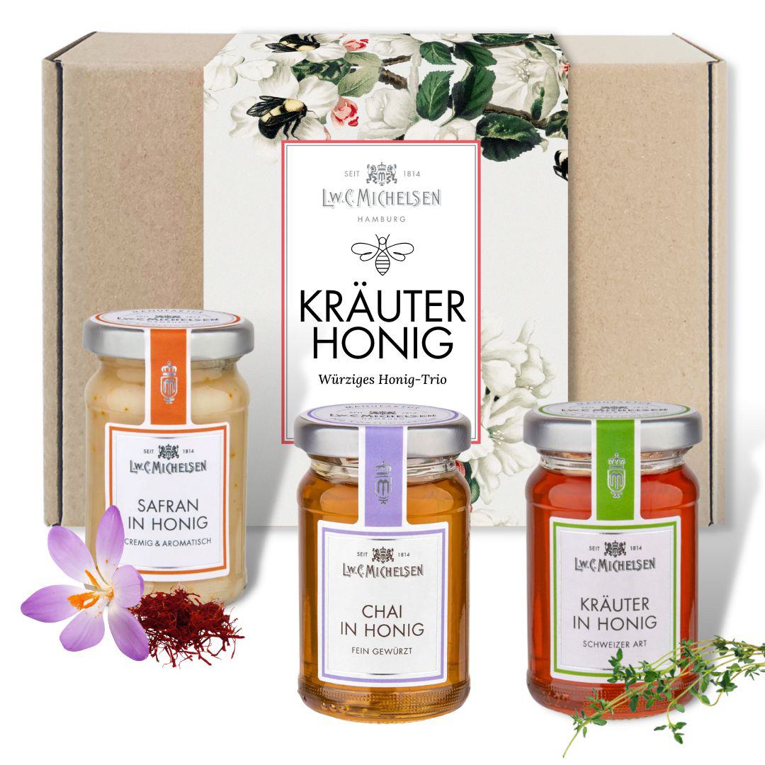 3er Set Honig KRÄUTERHONIG - Geschenk-Schachtel: Kräuterhonig-Kompositionen für feinen Genuss