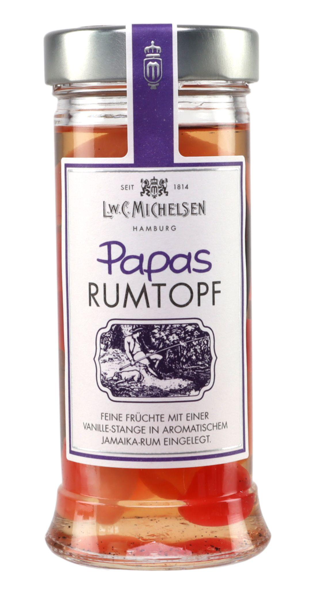 Papas Rumtopf -klein-   : Papas Rumtopf -klein- ist eine exquisite Delikatesse, die helle Früchte mit einer feinen...