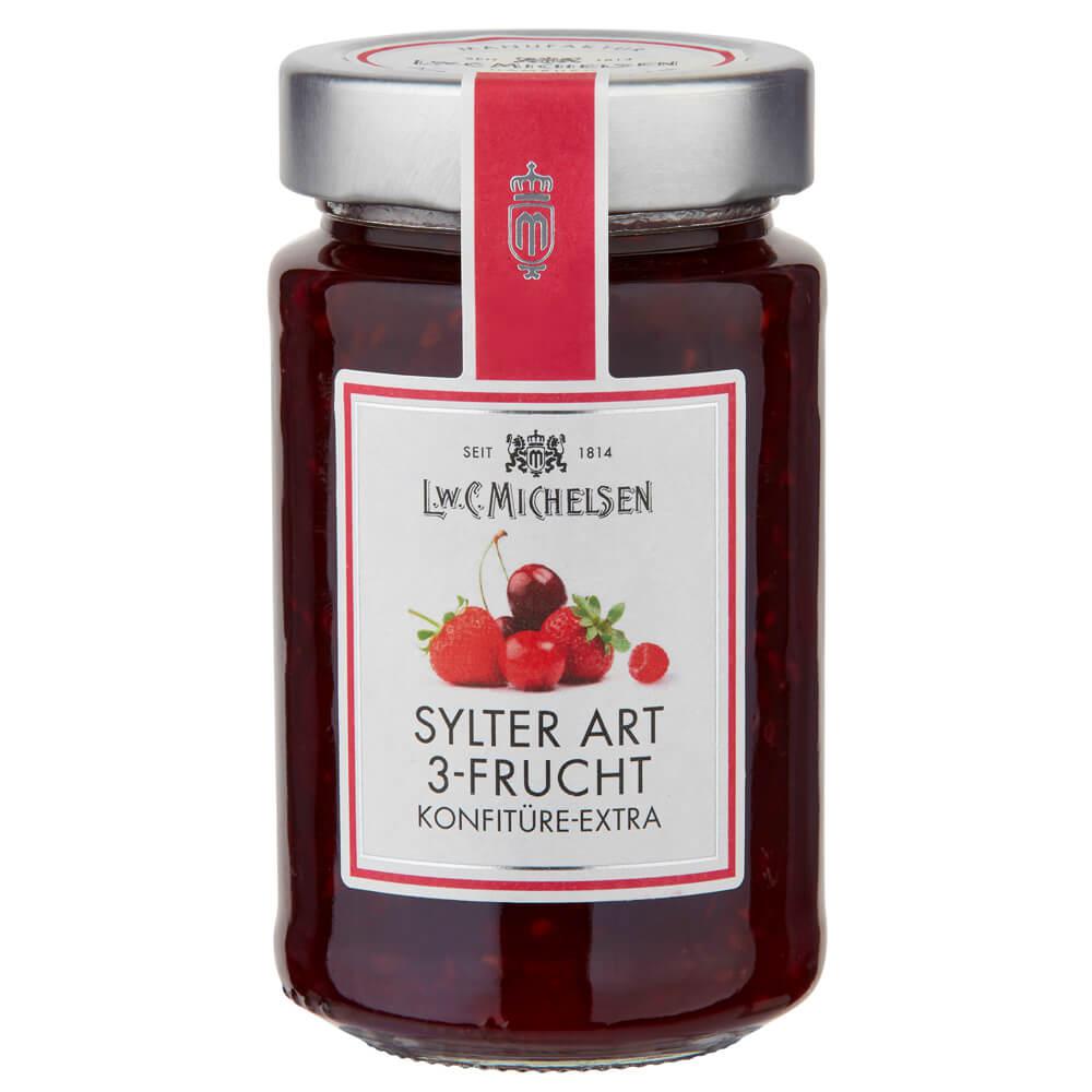 3-Frucht-Konfitüre Sylter Art -Extra-: Tauchen Sie ein in den unvergleichlichen Genuss unserer 3-Frucht-Konfitüre Sylter Art...