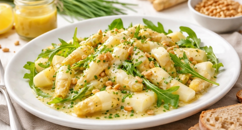 Spargelsalat mit weißem Spargel, Schnittlauch & Eierlikör-Vinaigrette