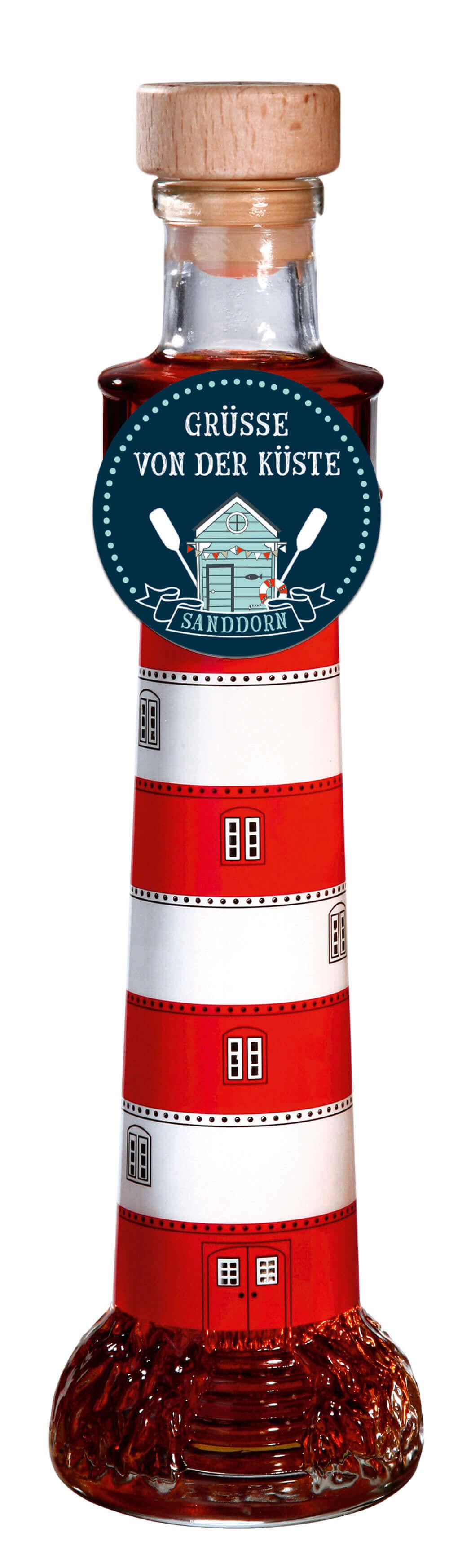 Leuchturm mit Sanddorn-Likör: Tauchen Sie ein in ein nordisches Genuss-Erlebnis mit unserem Sanddorn-Likör im charmanten...