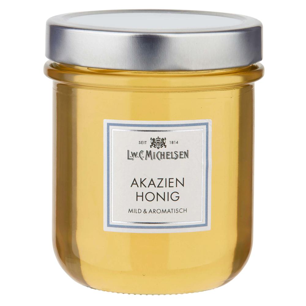 Akazien-Honig -Löffelglas- 500g: Tauchen Sie ein in die Welt des Akazienhonigs von L.W.C. Michelsen, einem wahren Genuss für...
