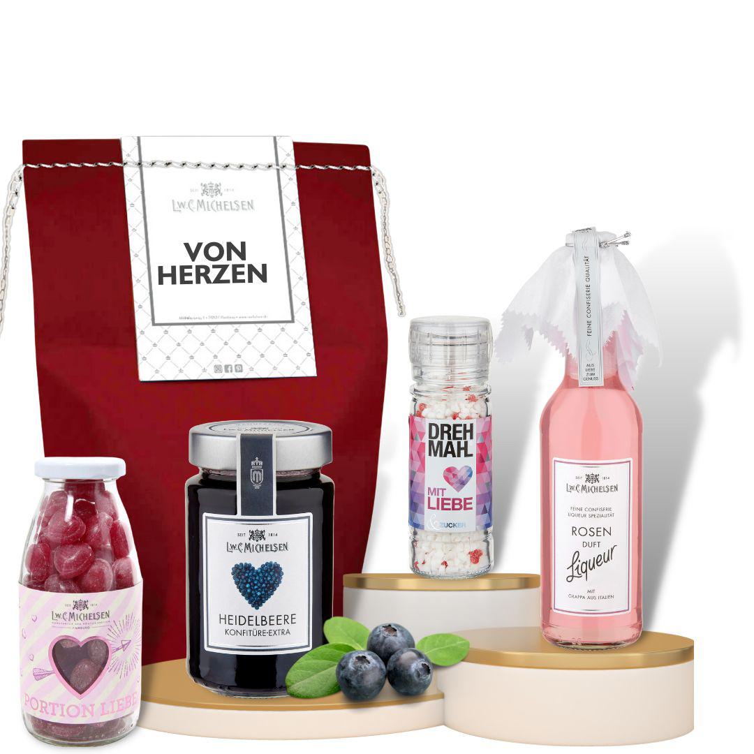 Von Herzen - Geschenktüte: Köstlichkeiten mit Liebe zusammengestellt