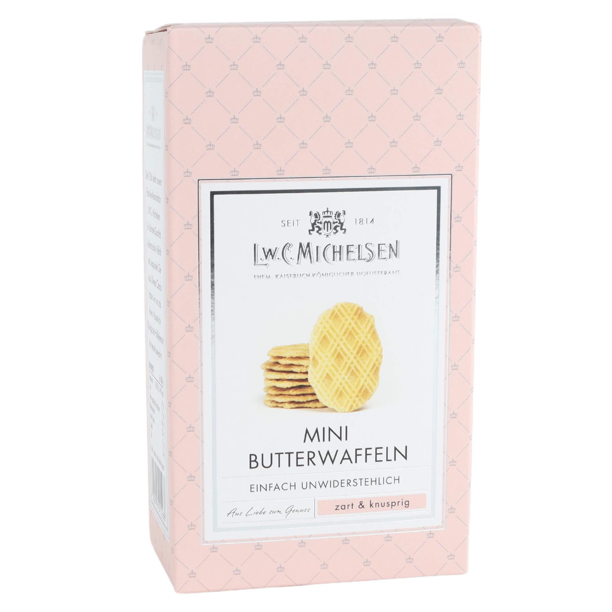 Mini Butterwaffeln: Unsere Mini-Butterwaffeln sind ein wahres Meisterwerk der Hamburger Backkunst. Knusprig gebacken und mit...