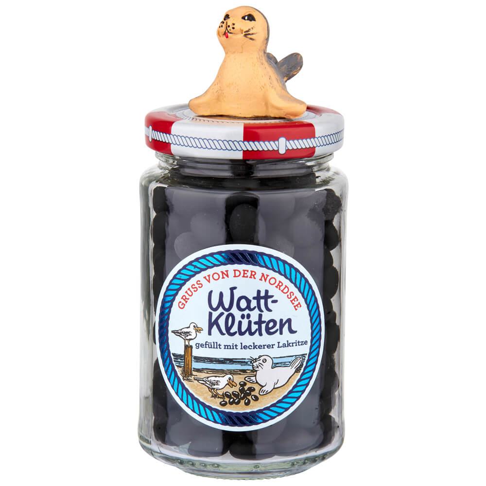 Wattklüten -Seehund-: Entdecken Sie unsere Wattklüten "Seehund" – eine exquisite Salmiak-Lakritze, die den authentischen...