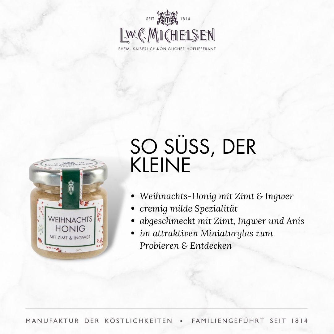 6er Weihnachtsset - Geschenk-Schachtel: Festliche Honig- und Nuss-Cremes für süße Genussmomente