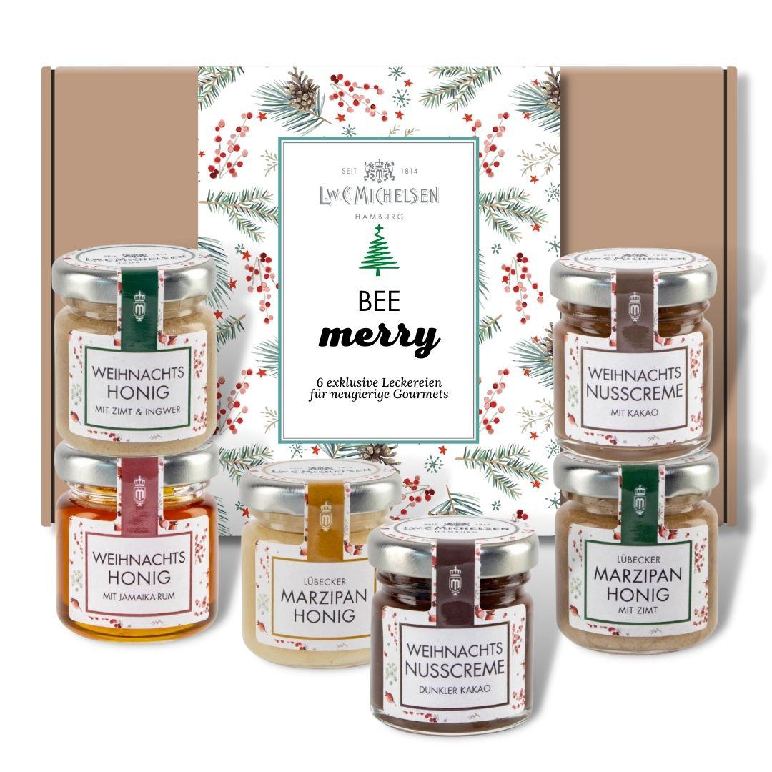 6er Weihnachtsset - Bee Merry: Honig- und Nuss-Cremes für festliche Genussmomente