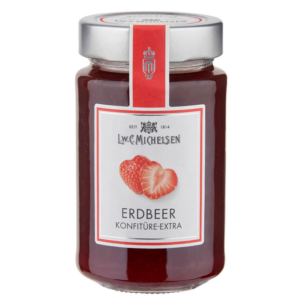 Erdbeer Konfitüre -Extra-: Unsere Erdbeer Konfitüre -Extra- ist ein wahres Meisterwerk der Feinkostkunst. Seit 1814 stellen...