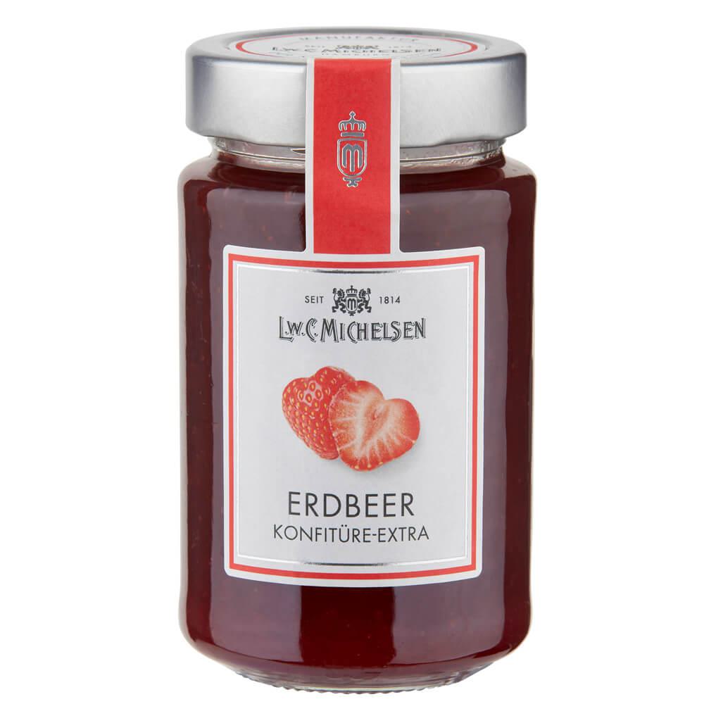 Erdbeer Konfitüre -Extra-: Unsere Erdbeer Konfitüre -Extra- ist ein wahres Meisterwerk der Feinkostkunst. Seit 1814 stellen...