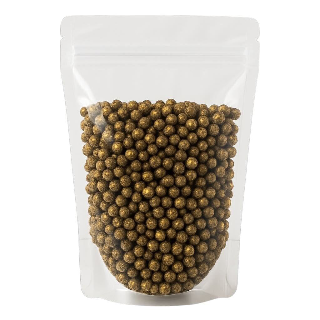 4-kg-Beutel mit goldüberzogenen Pfefferkörnern – edles Gewürz für Gastronomie, Vorrat und festliche Gerichte.