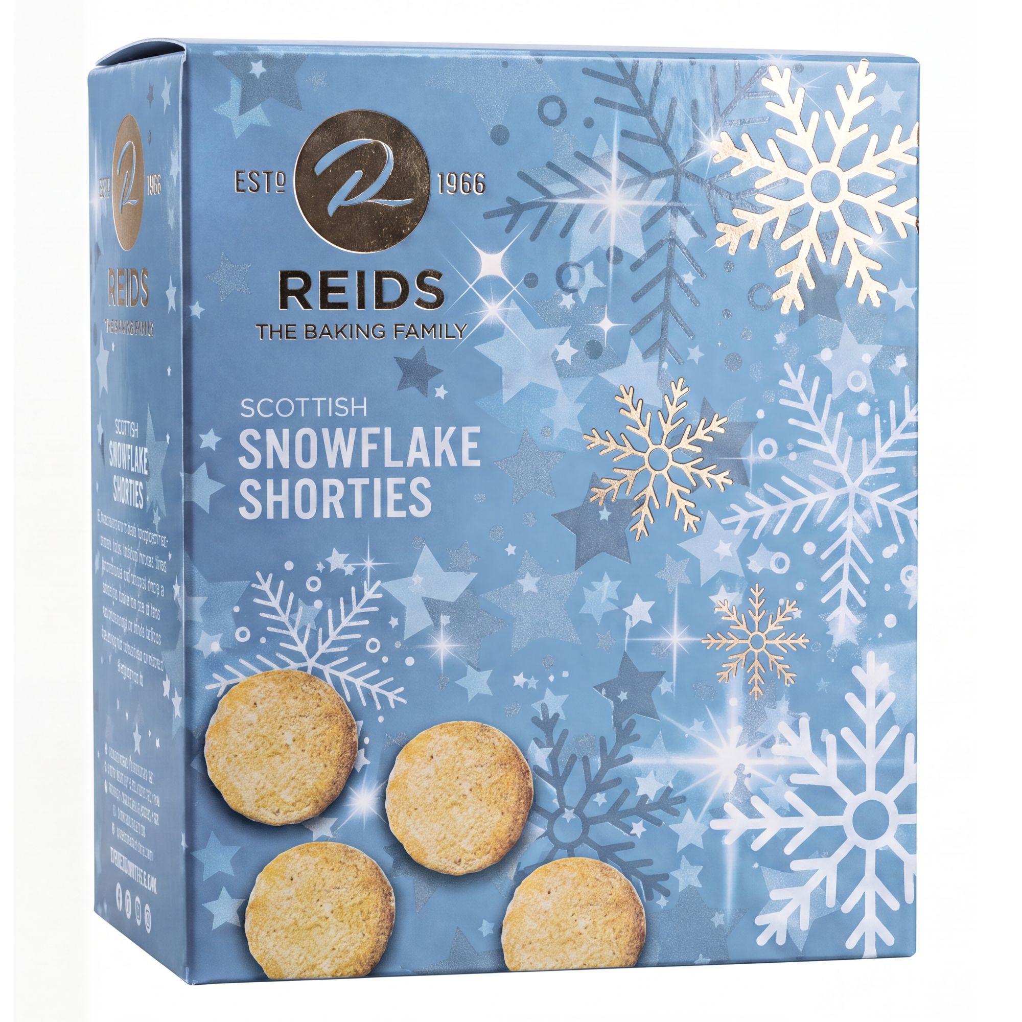 Reids Scottish Snowflake Shorties in blauer Weihnachtsschachtel mit Schneeflocken