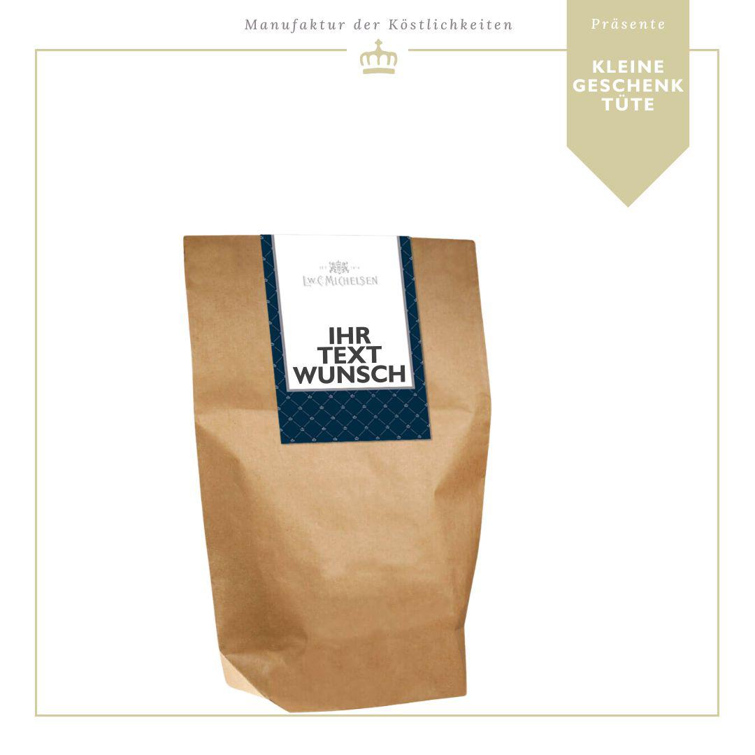 Präsent-Tüte kleiner Größe -natur- mit dunkelblauer Karte