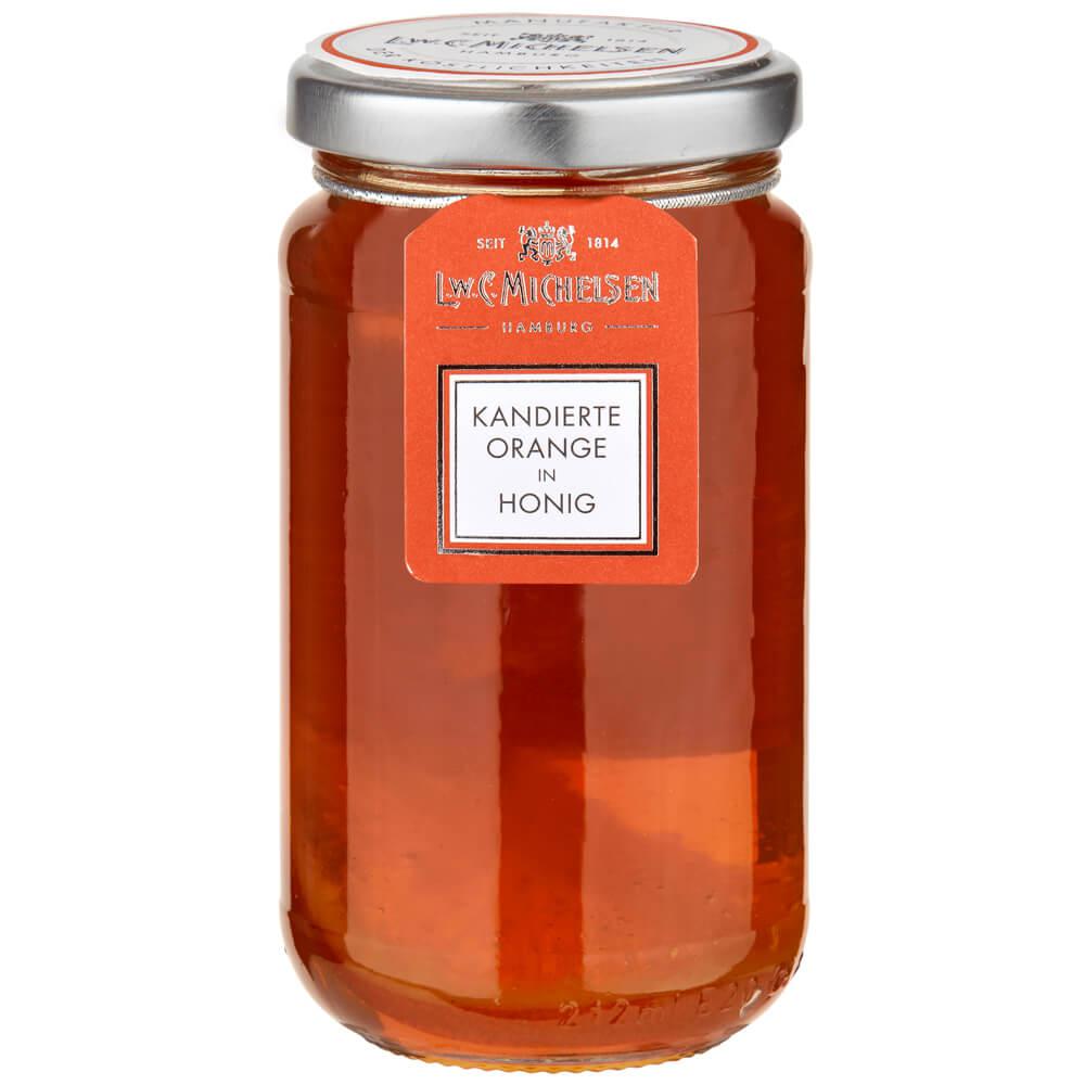 Orange in Orangen-Honig: Die kandierten Orangenscheiben in Orangenhonig von L.W.C. Michelsen sind ein wahres Meisterwerk der...