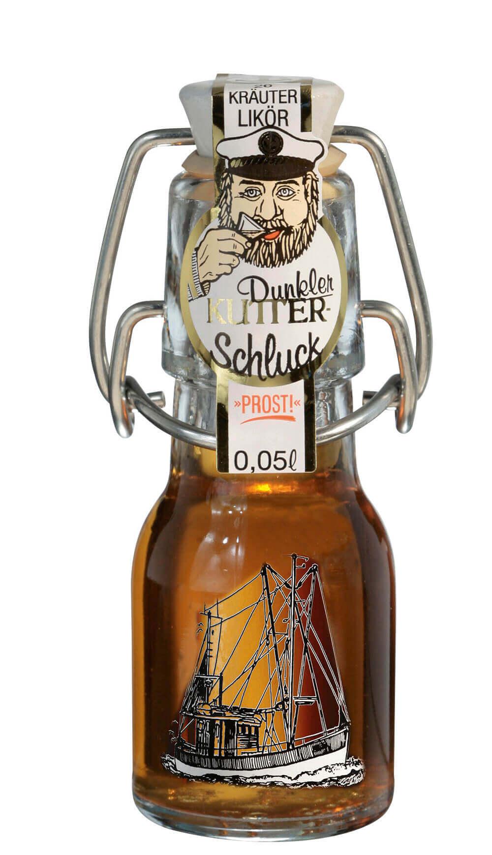 Dunkler Kutterschluck -mini-: Entdecken Sie den Dunklen Kutterschluck -mini-, einen einzigartigen Kräuter-Likör mit Rum, der...