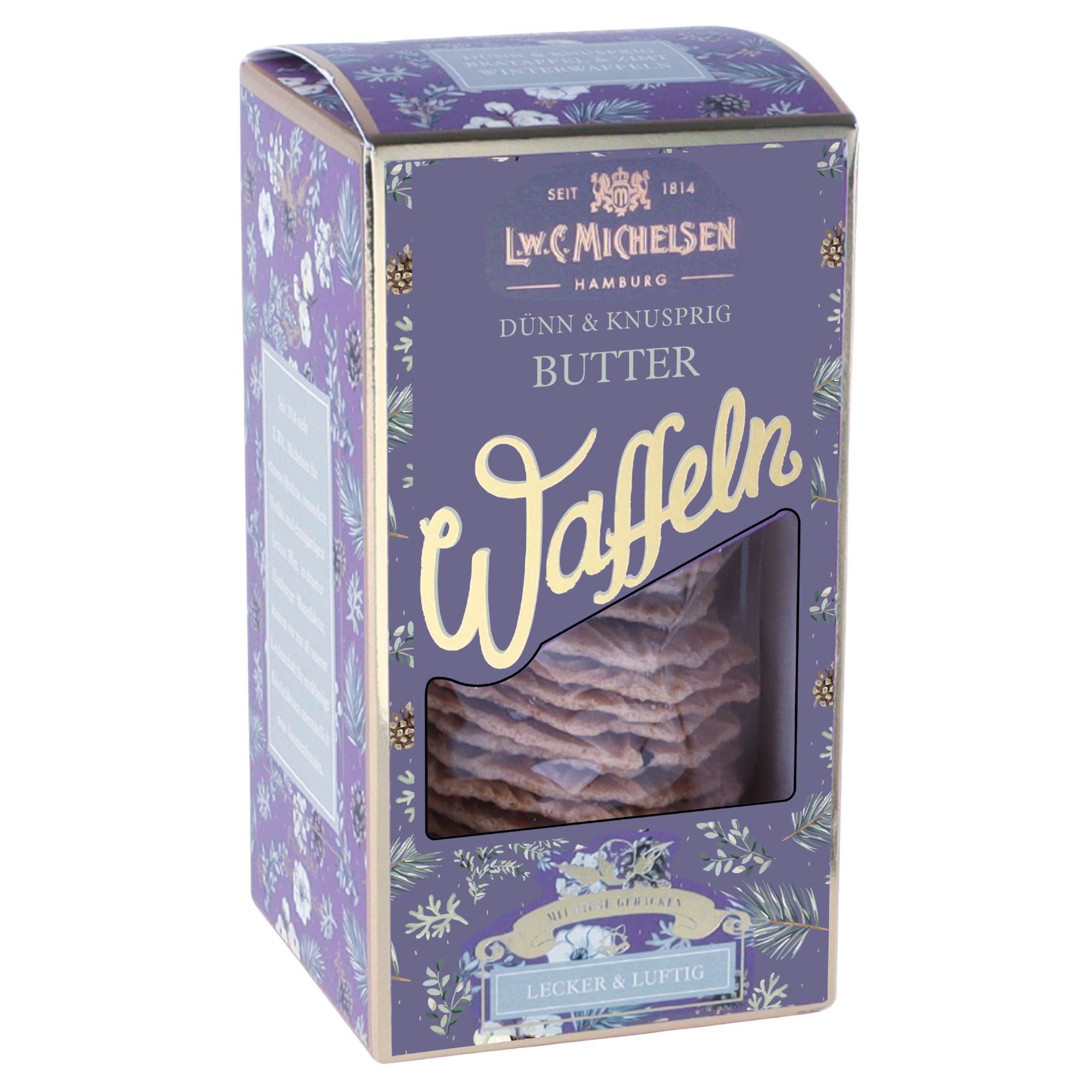 L.W.C. Michelsen Butter Waffeln, dünn & knusprig, lila Box