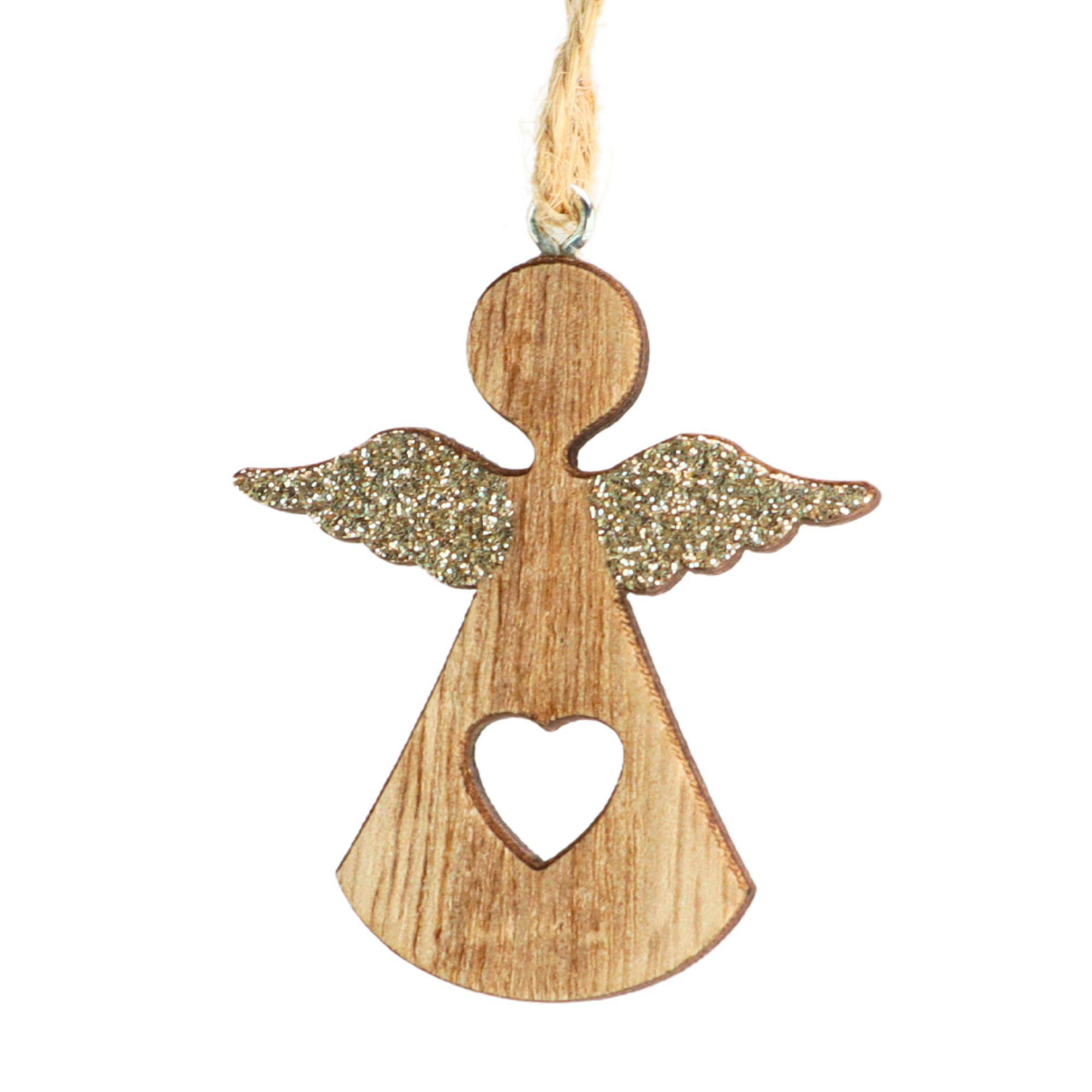 Engel als Weihnachtsbaumanhänger mit Goldglitter
