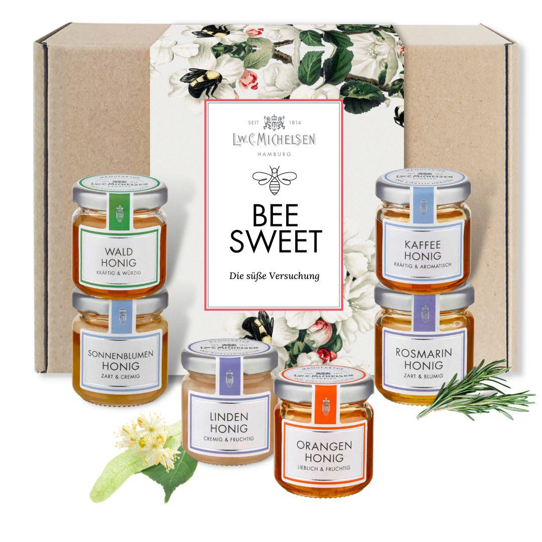 6er Set Honig - BEE Sweet - Geschenk-Schachtel: Süße Honigkreationen für besondere Gelegenheiten