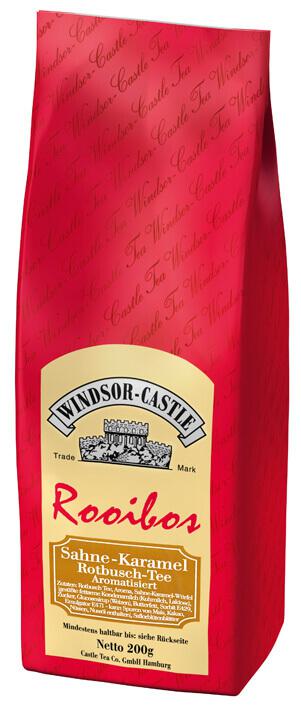 Windsor-Castle: Rooibos Tee Sahne-Karamell 200g Tüte: Entdecken Sie den Windsor-Castle Rooibos Tee Sahne-Karamell, eine...