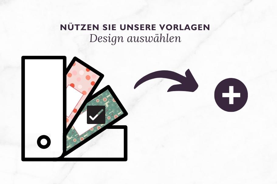 Illustration zur Wahl von Designvorlagen mit einem Pluszeichen zum Hinzufügen von Designs