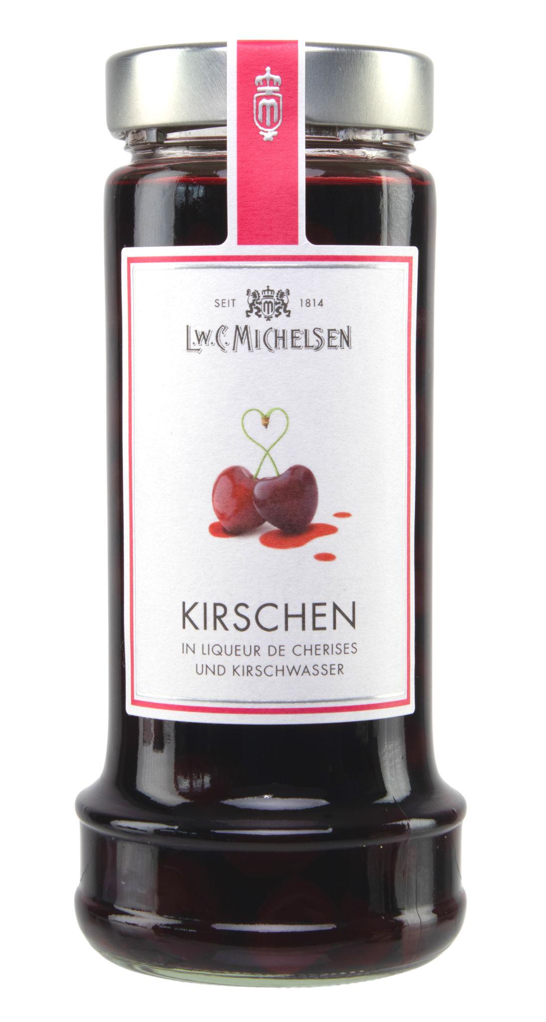 Kirschen mit Kirschwasser : Unsere Kirschen mit Kirschwasser sind ein wahres Meisterwerk der Feinkostkunst. 

Seit 1814...