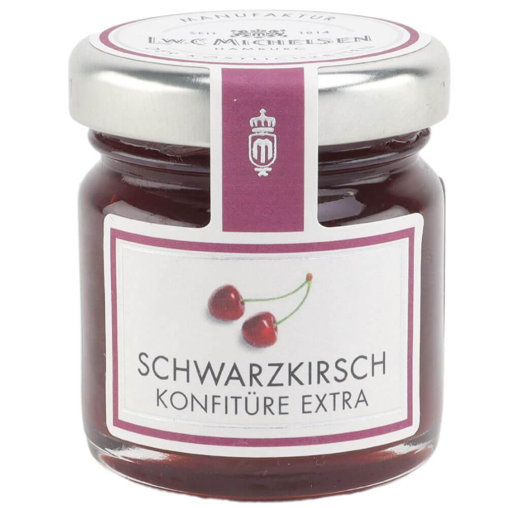 Schwarzkirsch-Konfitüre-Extra-Mini-: Unsere Schwarzkirsch-Konfitüre-Mini ist ein wahres Geschmackserlebnis. Die knackigen...