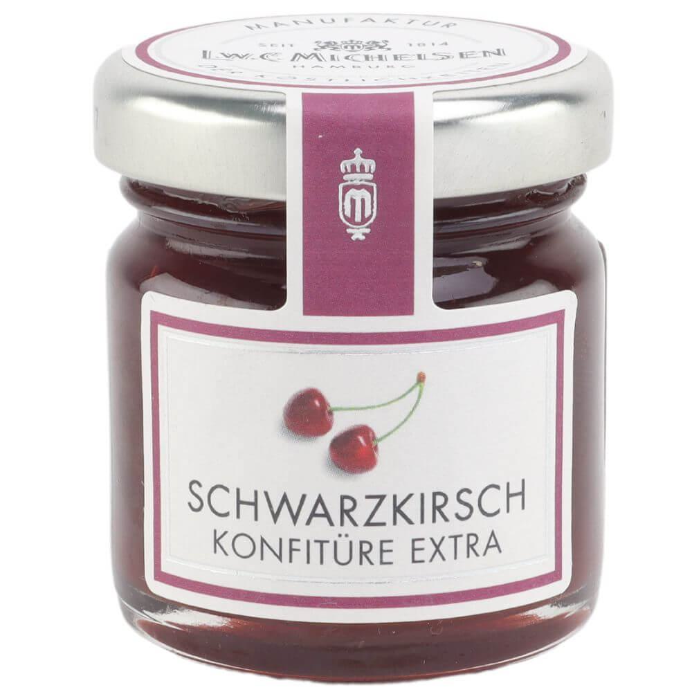 Schwarzkirsch-Konfitüre-Extra-Mini-: Unsere Schwarzkirsch-Konfitüre-Mini ist ein wahres Geschmackserlebnis. Die knackigen...