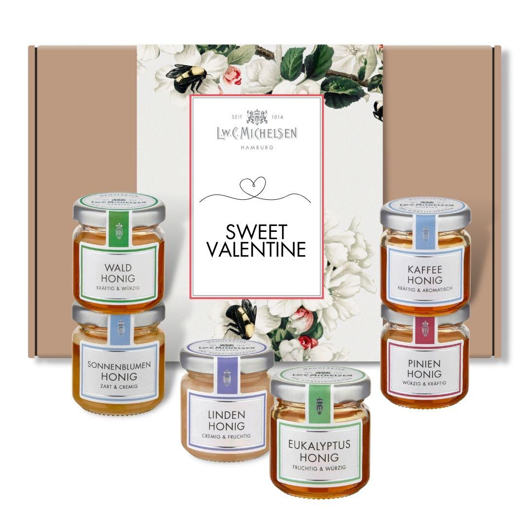 6er Set Sweet Valentine - Geschenk-Schachtel: Süße Honigspezialitäten für Valentinstage und mehr