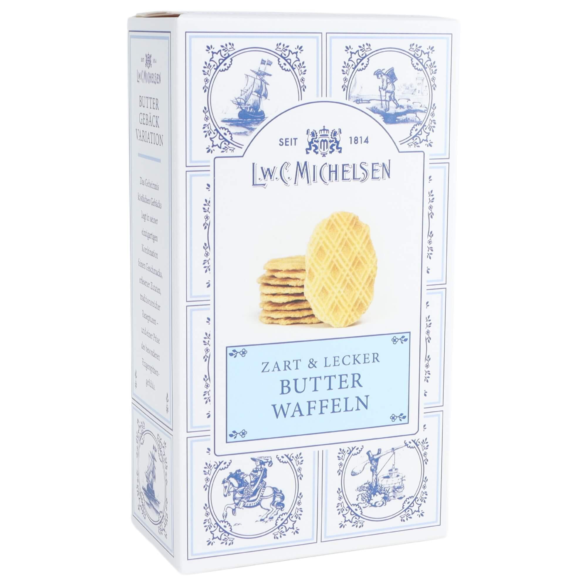 Kleine Butterwaffeln: Unsere kleinen, knusprigen Butterwaffeln sind ein wahres Meisterwerk der Feinkostkunst. Seit 1814...