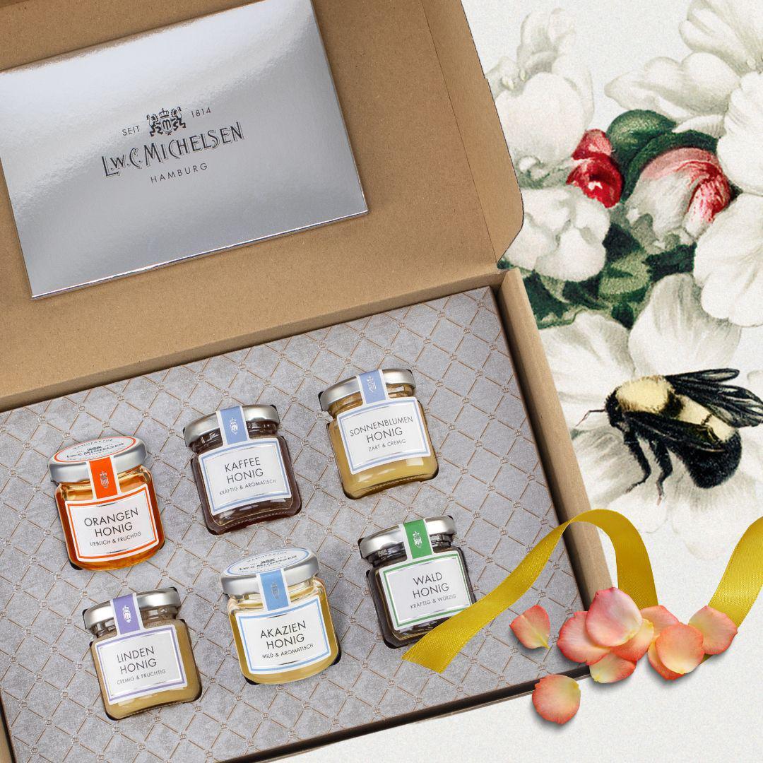 6er Set Honig - BEE Calm - Geschenk-Schachtel: Beruhigende Honige für entspannte Genussmomente