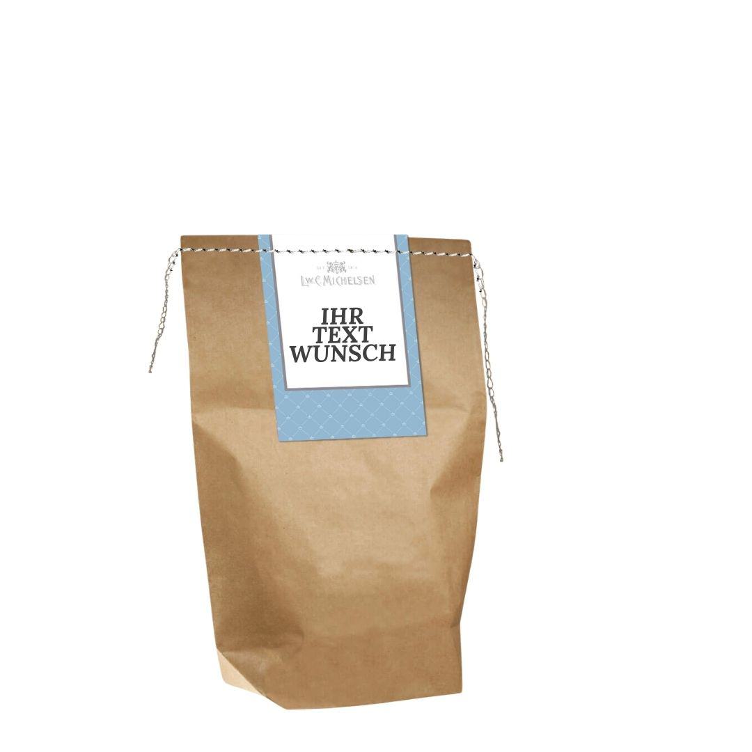 Präsent-Tüte kleiner Größe -natur- mit hellblauer Karte