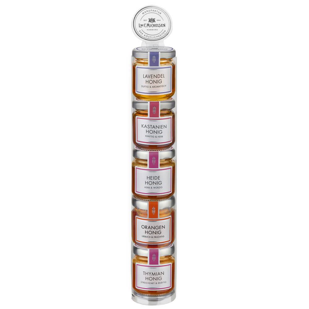 5er Turm Gold-Honig -Mini-: Entdecken Sie unser exklusives 5er Turm Gold-Honig -Mini- Präsente-Türmchen, das fünf erlesene...