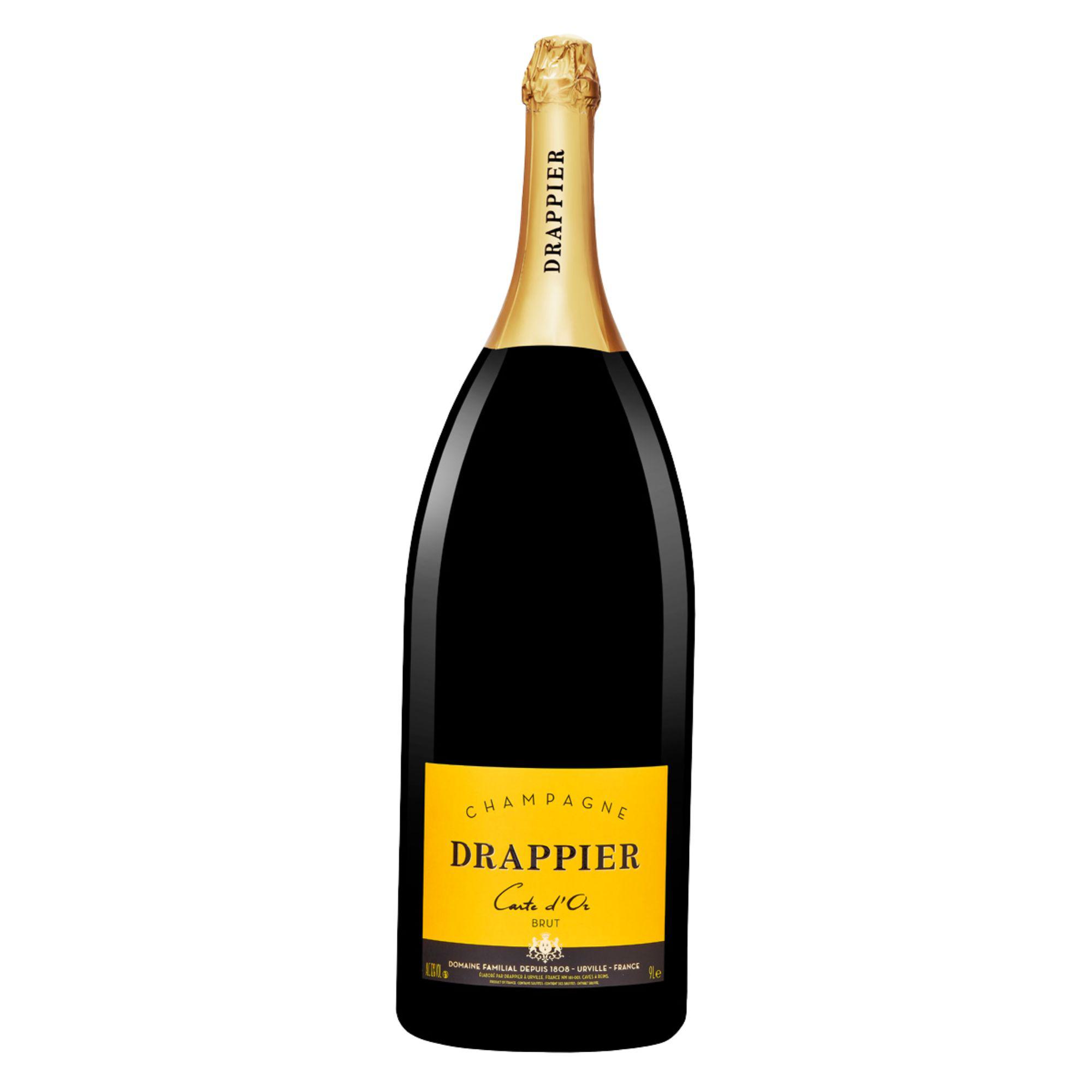 Champagne Drappier Carte d'Or Brut, schwarze Salmanazar-Flasche 9L mit goldenem Etikett