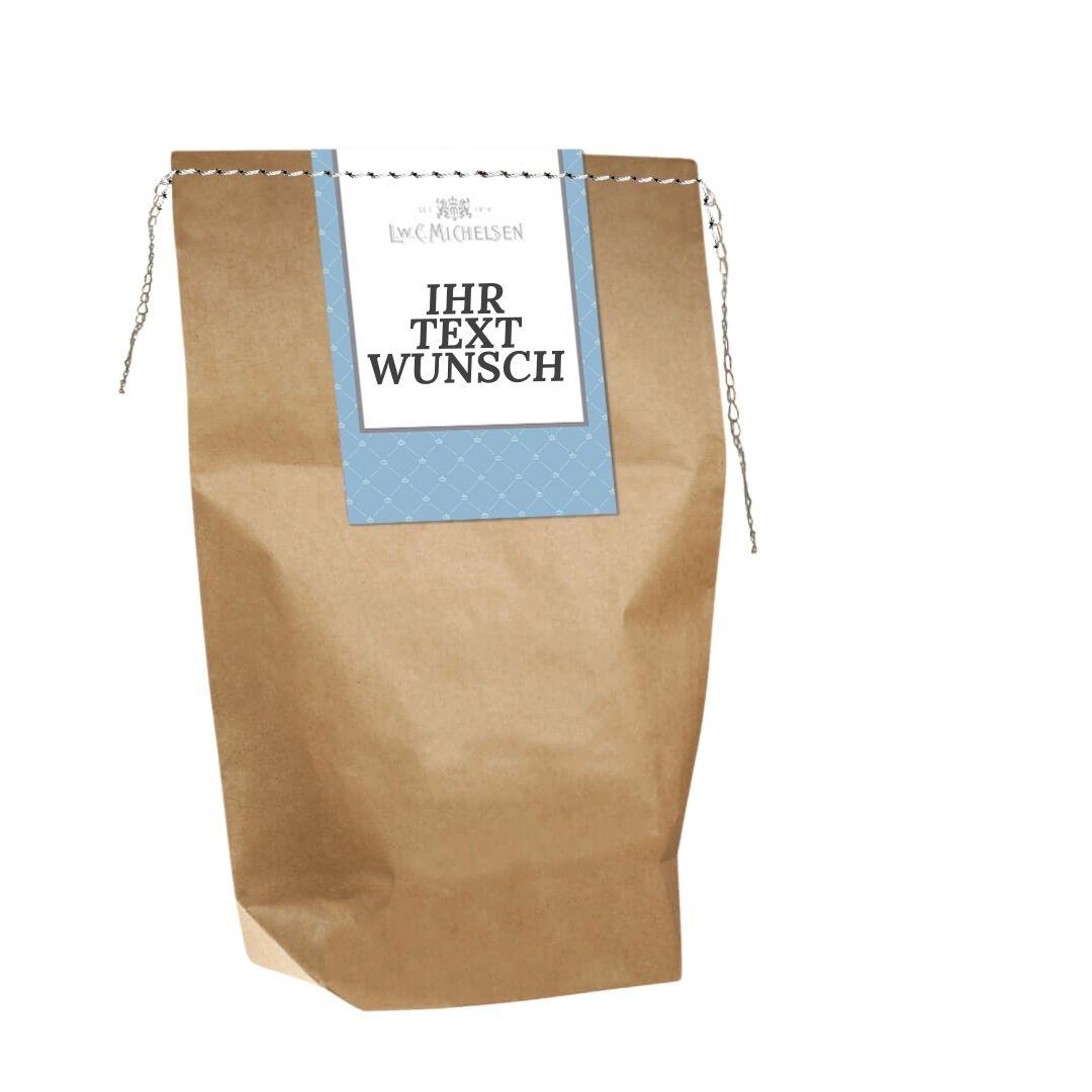 Geschenk-Tüte große Größe -natur- mit blauer Karte