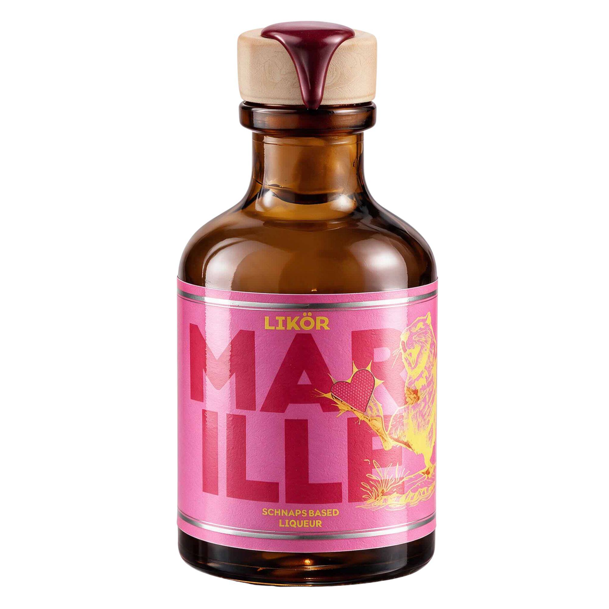 Marillenlikör, Schnaps Based Liqueur, rosa Etikett mit Herz